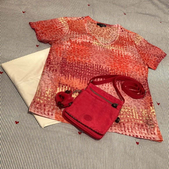 Les collections Mat Multi-Colour Pink Short Sleeve Top - Sz M - Picture 1 of 7